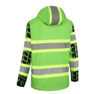 hiviz safety hood wholesale custom softshell jackets with reflective tape from Bucksports